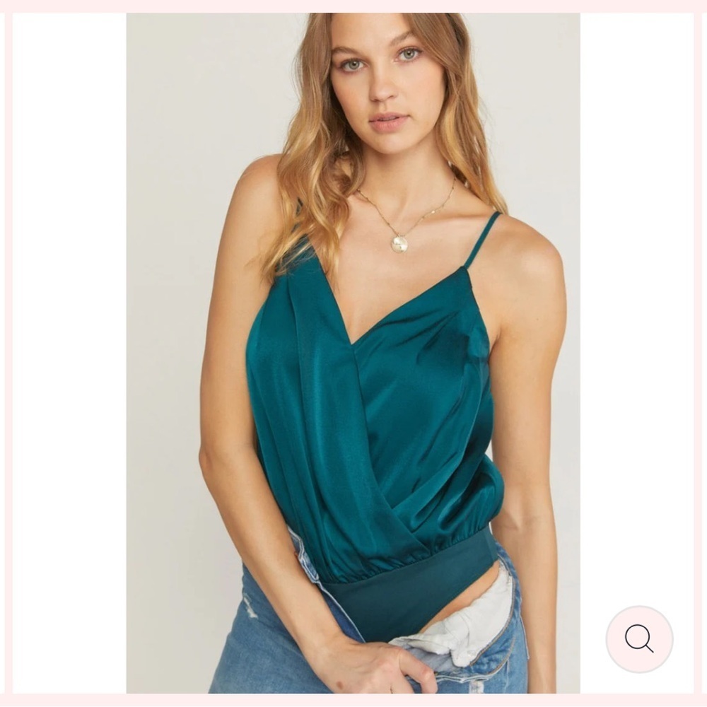 Express Deep Teal V-Neck bodysuit size small. NWT!